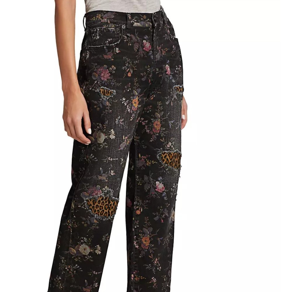 R13 Distressed Floral Boyfriend Jeans